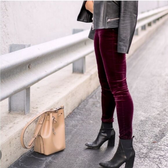 SPANX Women’s Velvet High Rise Legging Pants XL Burgundy Bordeau Maroon Holiday - Picture 2 of 9